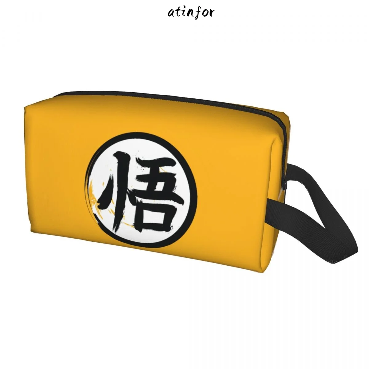 atinfor Go Kanji Yellow Custom Large Waterproof Travel Toiletry Makeup Cosmetic Bag for Men Women Bathroom Storage Organize