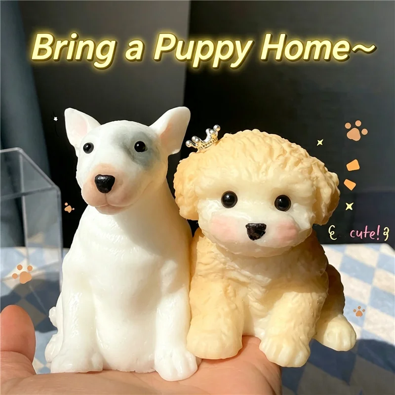 Juguete de Peluche Kawaii Bull Terrier, Juguete Blandito de TPR, Cachorro Realista para Apretar, Alivio del Estrés, Decoración de Escritorio, Juguete Sensorial Antiestrés, Regalo