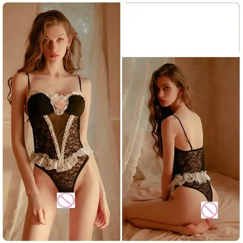 ขายส่งผู้หญิงเซ็กซี่ลูกไม้ดูผ่านชุดชั้นในชุดชั้นในผู้ใหญ่เลดี้เร้าอารมณ์ออกแบบดอกไม้ Fliter คอสเพลย์ Buny สาวบอดี้สูท