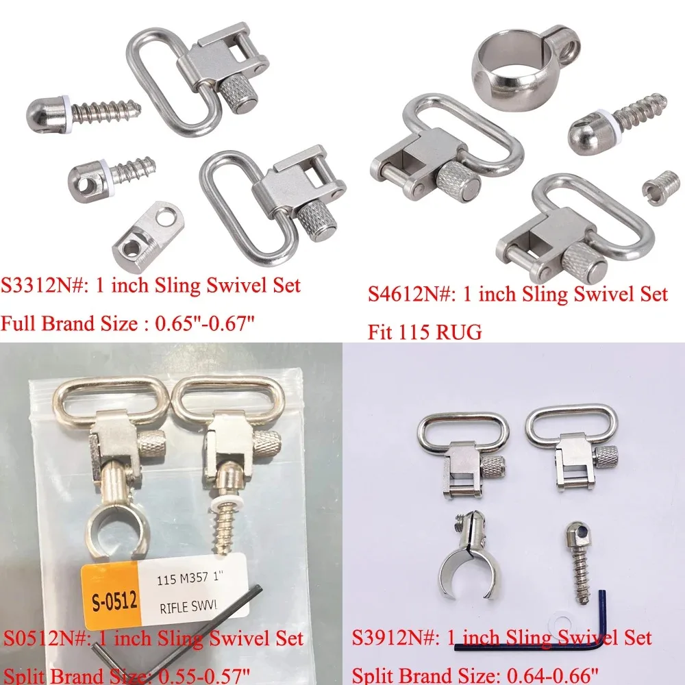 4 Kinds QD Silver Sling Sets Split/Full Band Swivels Hunting Accessories_S3312#/S4612#/S0512#/S3912#Silver Color