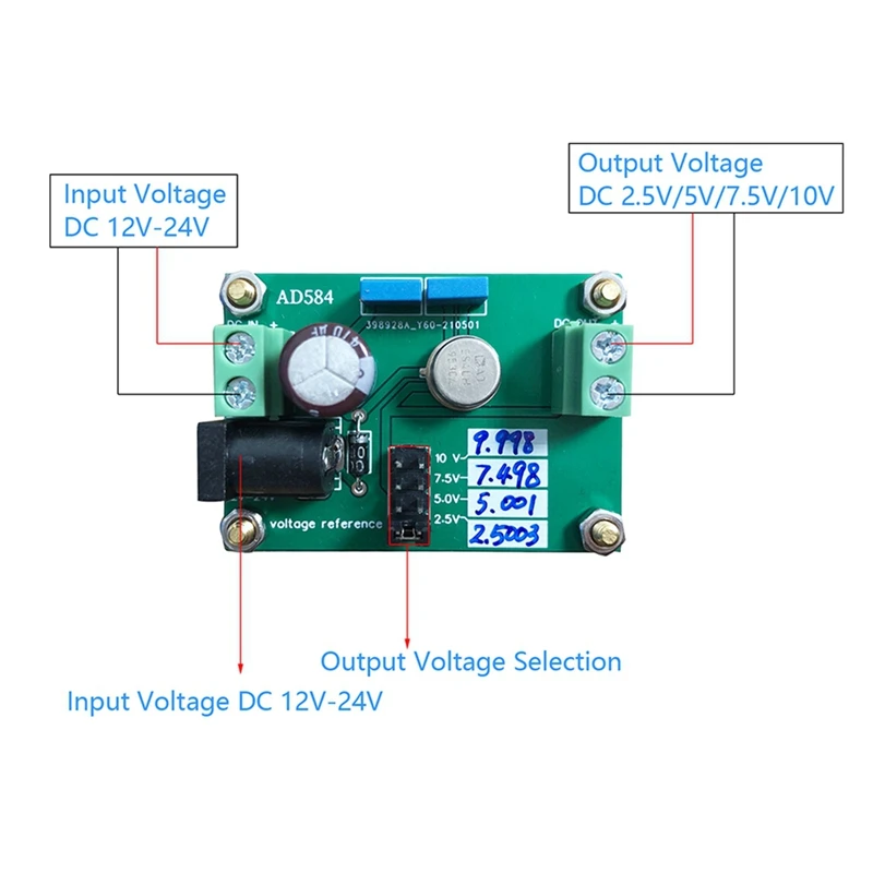 AD584JH Tension Référence Tech Board Programmable 4 Canal Radiateur ADC Remplacer Le Travail Sur 2.5V/7.5V/5V/10V DC12V-24V Durable