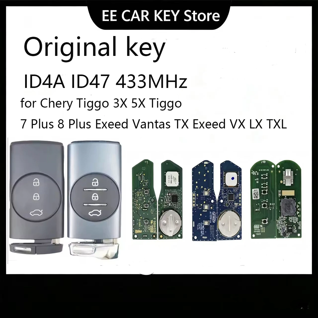 

for Chery Tiggo 3X 5X Tiggo 7 Plus 8 Plus Exeed Vantas TX Exeed VX LX TXL Original Smart Remote Key ID4A ID47 433MHz