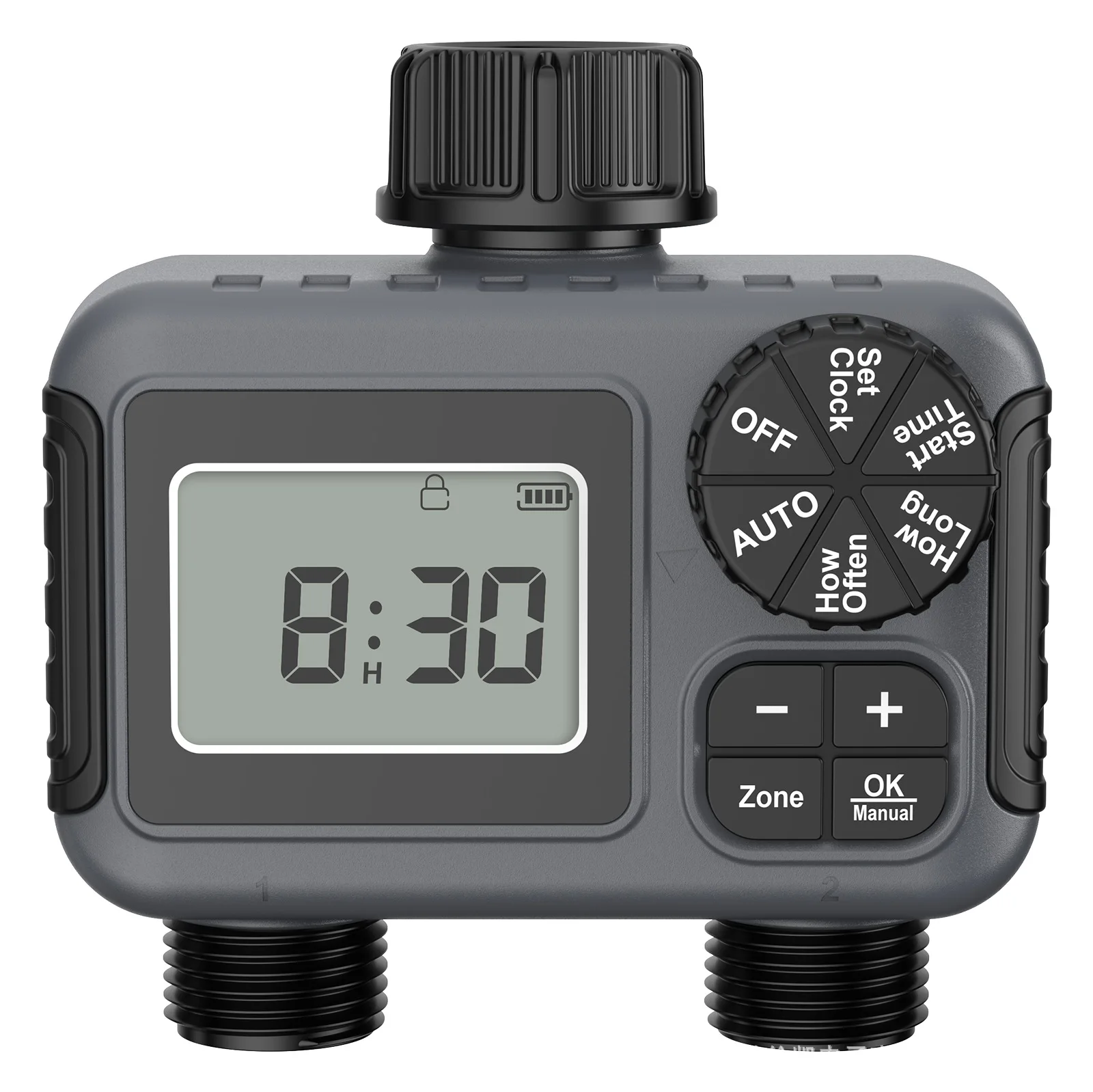 

Irrigation Timer Small Volume Version Double Outlet Water Valve Outdoor Garden Intelligent Watering Controller Automatic Flower