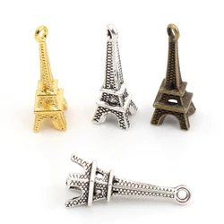 24x8mm 30pcs Antique Silver Plated Bronze and Gold Colors Plated Eiffel Tower Handmade Charms Pendant:DIY for bracelet necklace