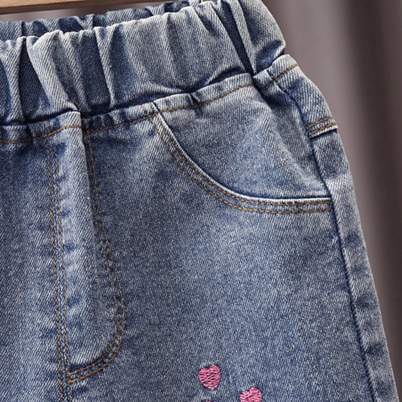 Ienens primavera jeans meninas calças retas denim calças casuais crianças roupas 1-5 anos bebê estiramento cintura elástica bottoms