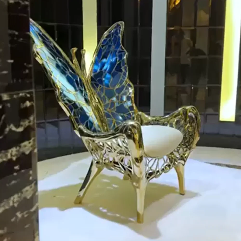 New Stainless Steel King Butterfly Chair Hotel Rental Wedding Furniture