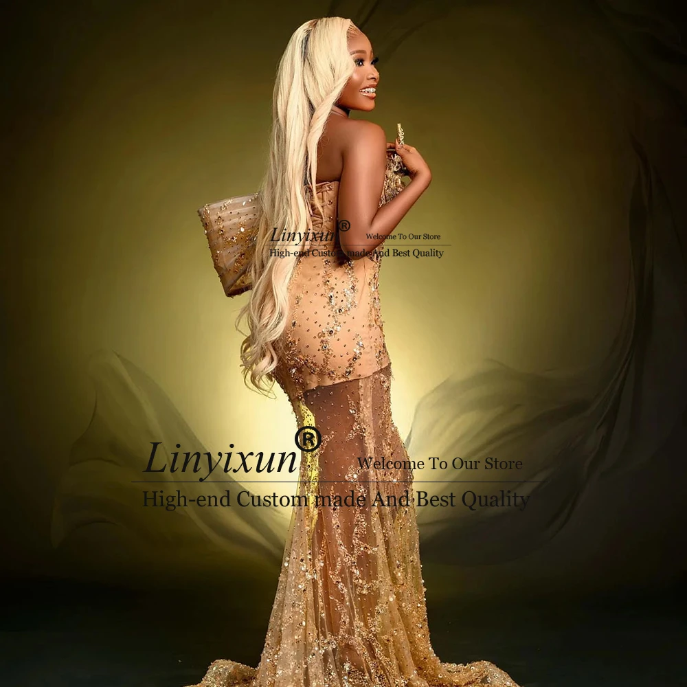 فساتين لحضور الحفلات الموسيقية الرائعة من حجر الراين 2025 بكتف واحد لامع حورية البحر رداء حفلات مسائية مخصص بدون أكمام suknia studniówka