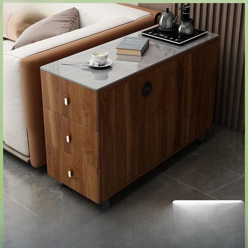 New Chinese-style sofa side cabinet side table living room bedside table movable small coffee table