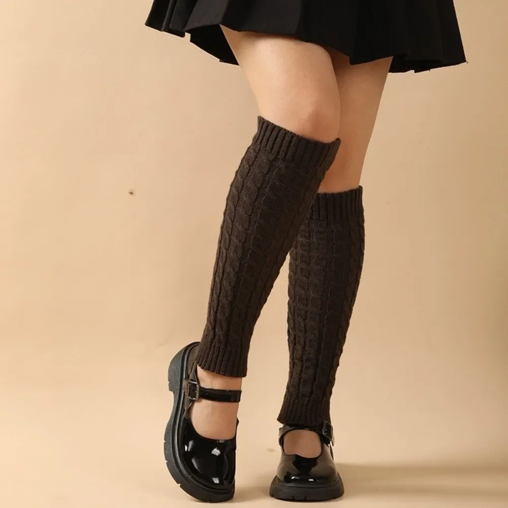 靴下ニーハイフリースレッグウォーマー肥厚ソリッドカラー冬レッグウォーマーソフトフットカバーニットレッグカバー女性