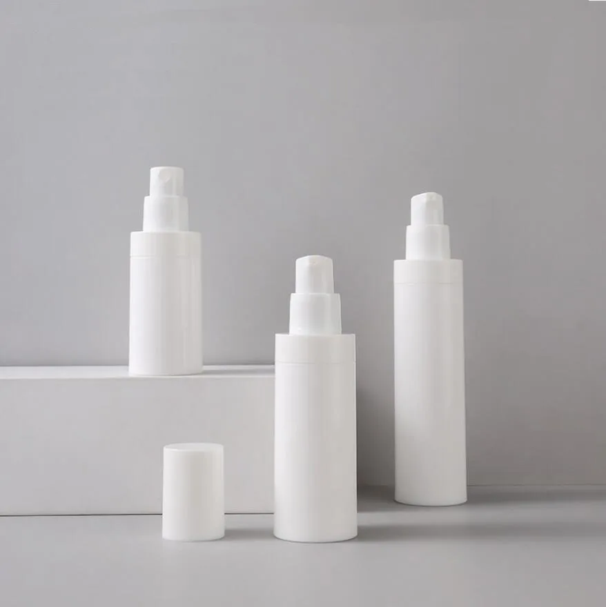 30ml whole white airless bottle with white   pump white lid can used for serum/lotion/foundation/ water plastic bottle