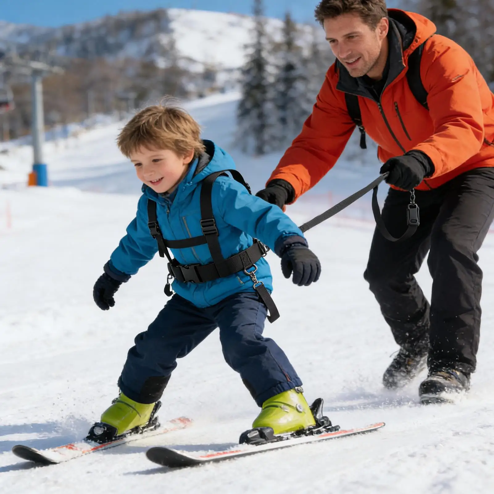 

Child Ski Harness Safe Adjustable Training Leash Snowboarding Traction Speed Control Ski Leash Trainer For Family Friends