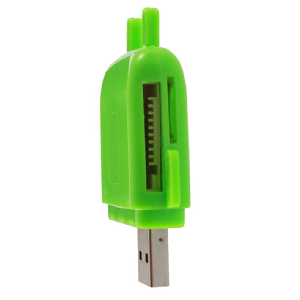 USB Mini Robot Android Lucu Baru 2.0 Pembaca Kartu Mikro TF Berkecepatan Tinggi