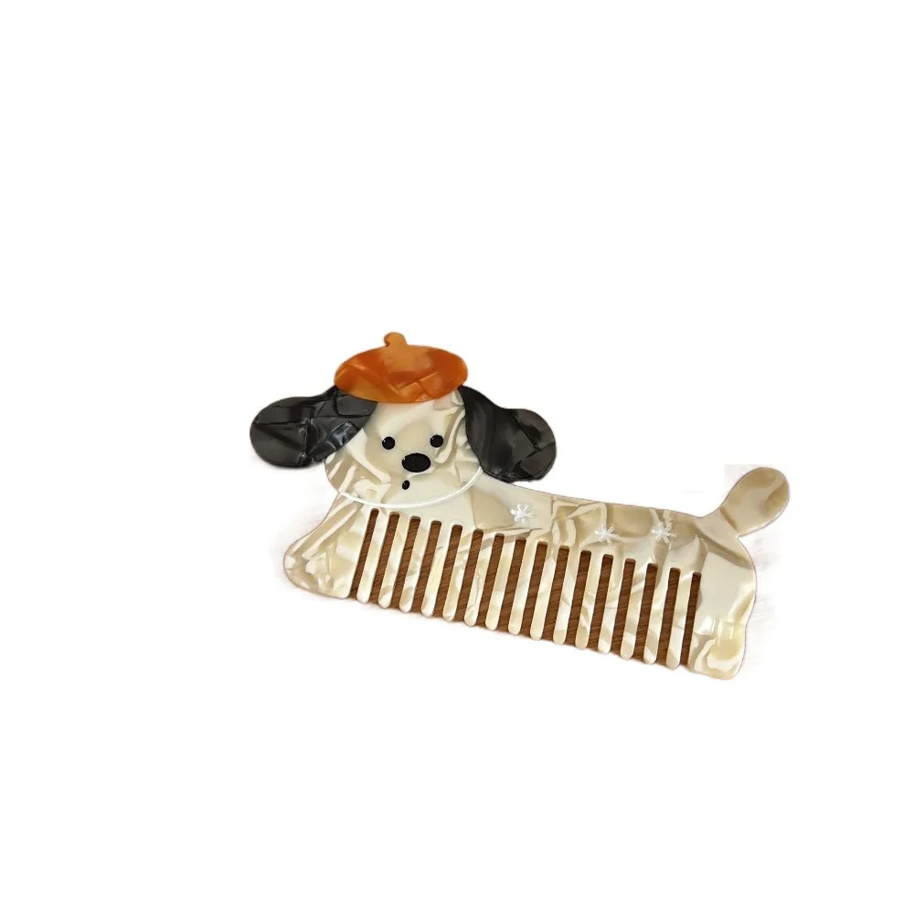 New Wide Toothed Acetate Comb Fruit Design Anti-static Hair Care Comb Massage Function Cartoon Animal Salon Comb