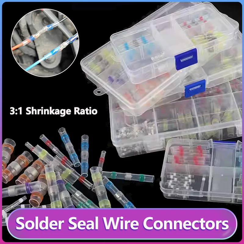 

Solder Seal Wire Connectors Kit Heat Shrink Butt Crimp Terminals Waterproof Wiring Terminal Electrical Cable Splice Connector