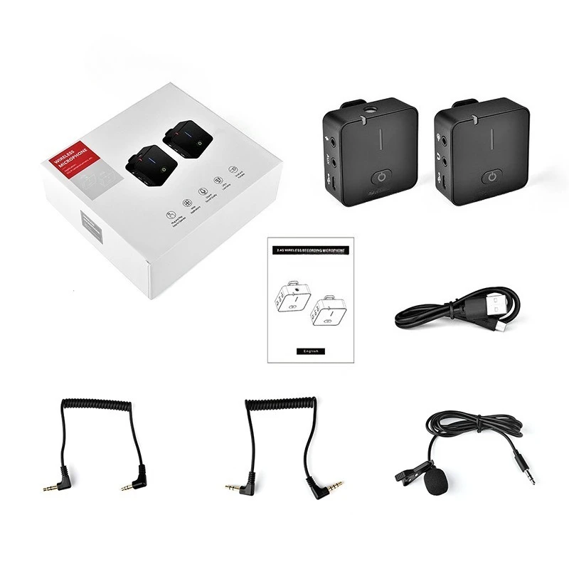 Microfone de colarinho sem fio, equipamento de gravação profissional, microfone de câmera de celular