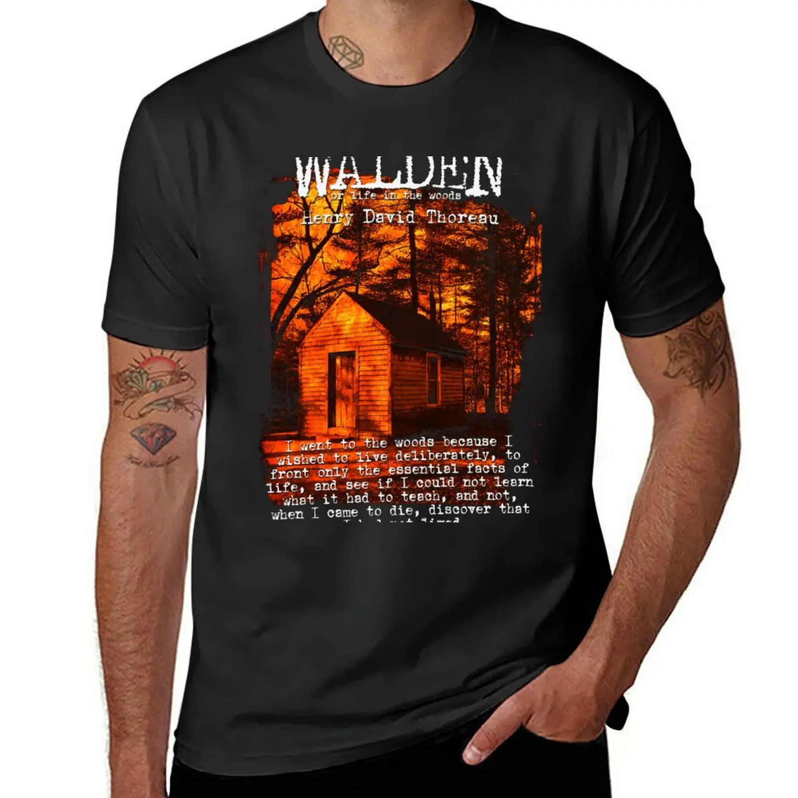 Walden by Henry David Thoreau Designs T-Shirt summer clothes customs design your own black t shirts for men