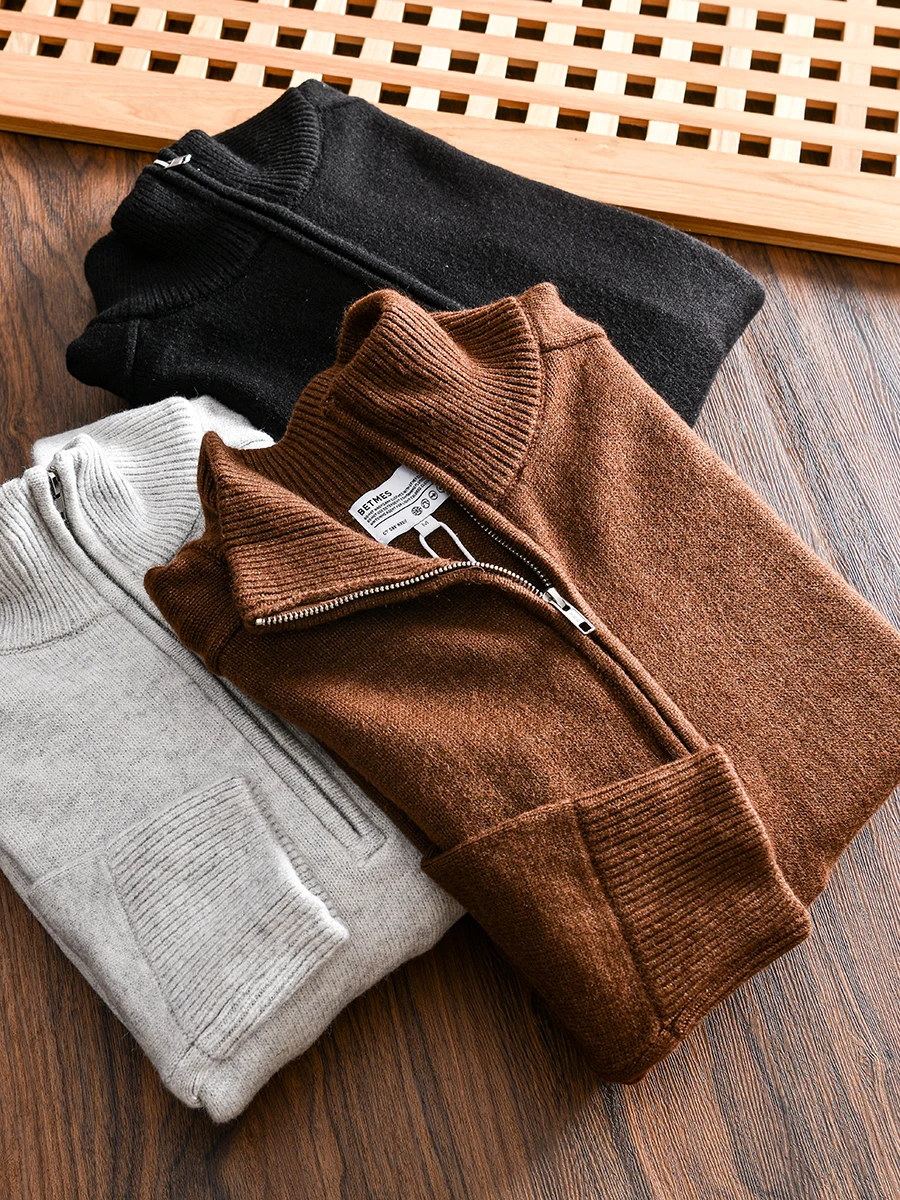 

Men's Casual Loose Knitted Sweater Half Zip Design Warm Skin-friendly Fashionable Autumn Winter Pullover for Youngsters