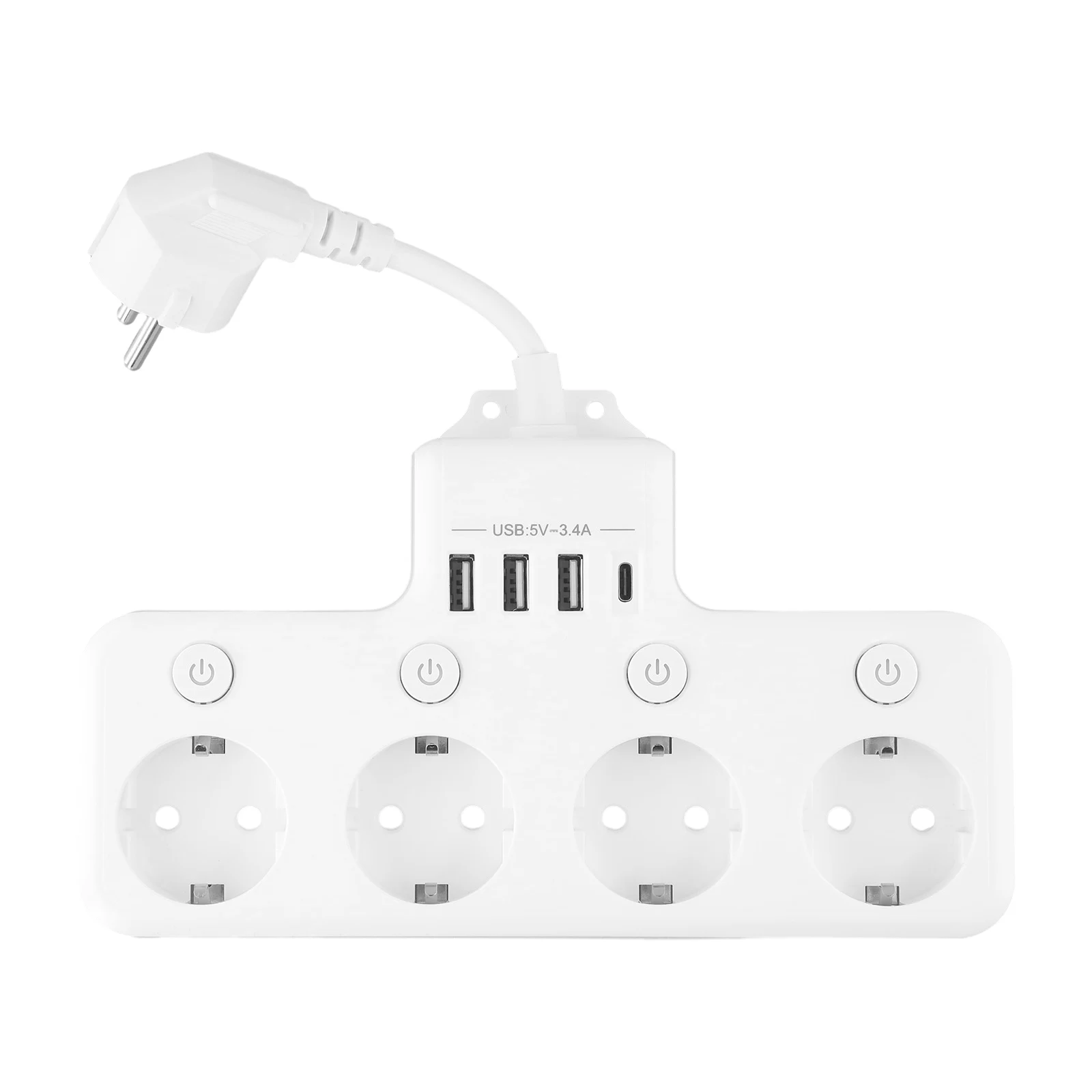 Imagem -04 - Tomada Múltipla eu Branca com Usb Faixa de Vias Comutável Individualmente Suprimentos para Equipamento Elétrico Peças para Ferramentas 16a 4000w