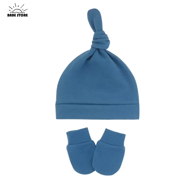 Newborn Baby Hat with Gloves Autumn Winter Warm Cotton Kids Beanies Stuff Children Accessories Infant Nightcap 0-6 Months Babies