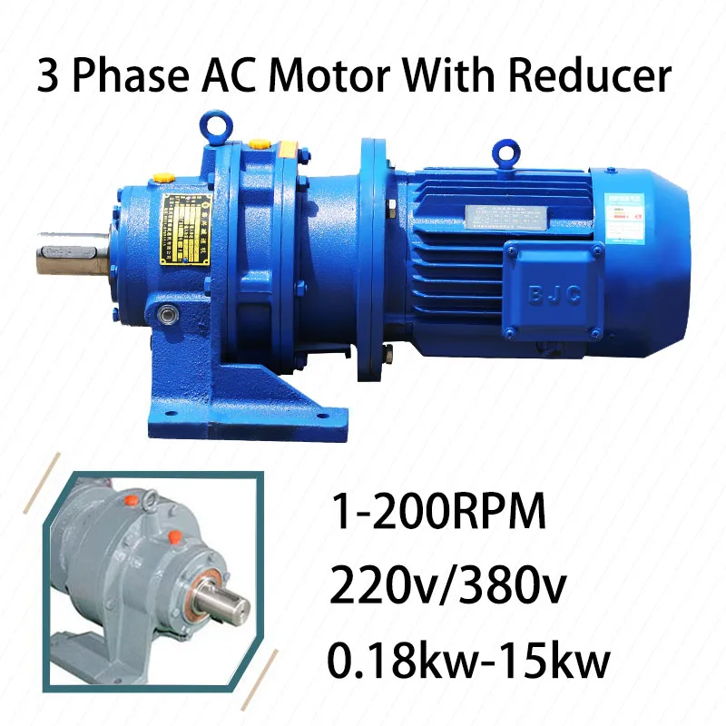 MYSN 3 Phase Asynchronous Electric Motor With Reducer 220V 380V Voltage Motor With 100RPM 200RPM Gearbox Low Speed Motors DIY