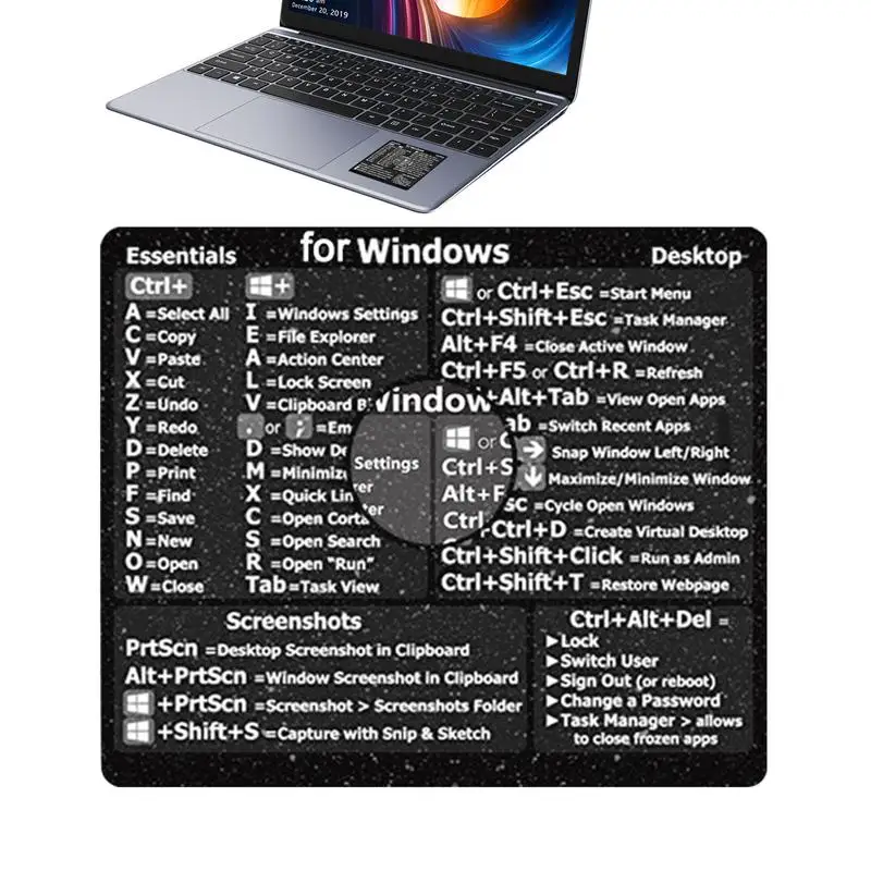 Shortcut Sticker Quick Reference Guide for Word/Excel/Windows No-Dirt Adhesive Compatible With OS 13-16 Inch Air/Pro