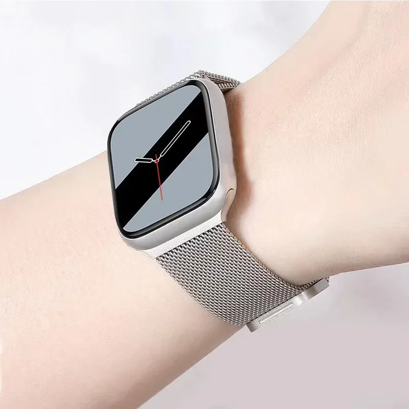 Bracelet à boucle milanaise en métal pour Apple Watch, Ultra, 49mm, 10, 9, 8, 7, 45mm, 41mm, 42mm, 46mm, Bracelet magnétique, iWatch 6, 5, 4, 3, SE,