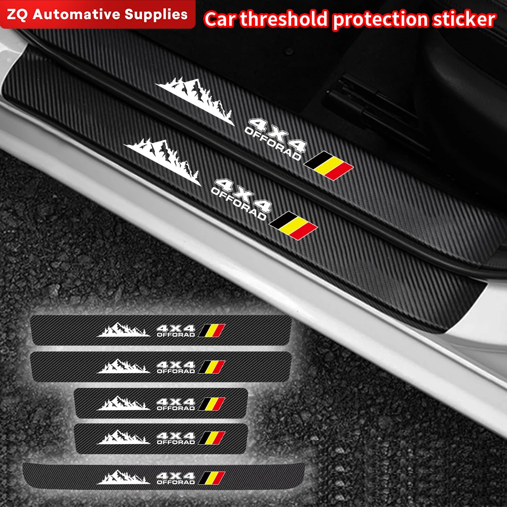4x4 Car Door Sill Trunk Protector Stickers for Toyota Tacoma TRD 4Runner Tundra Rav4 Highlander Carbon Fibre TRD Offroad Decals