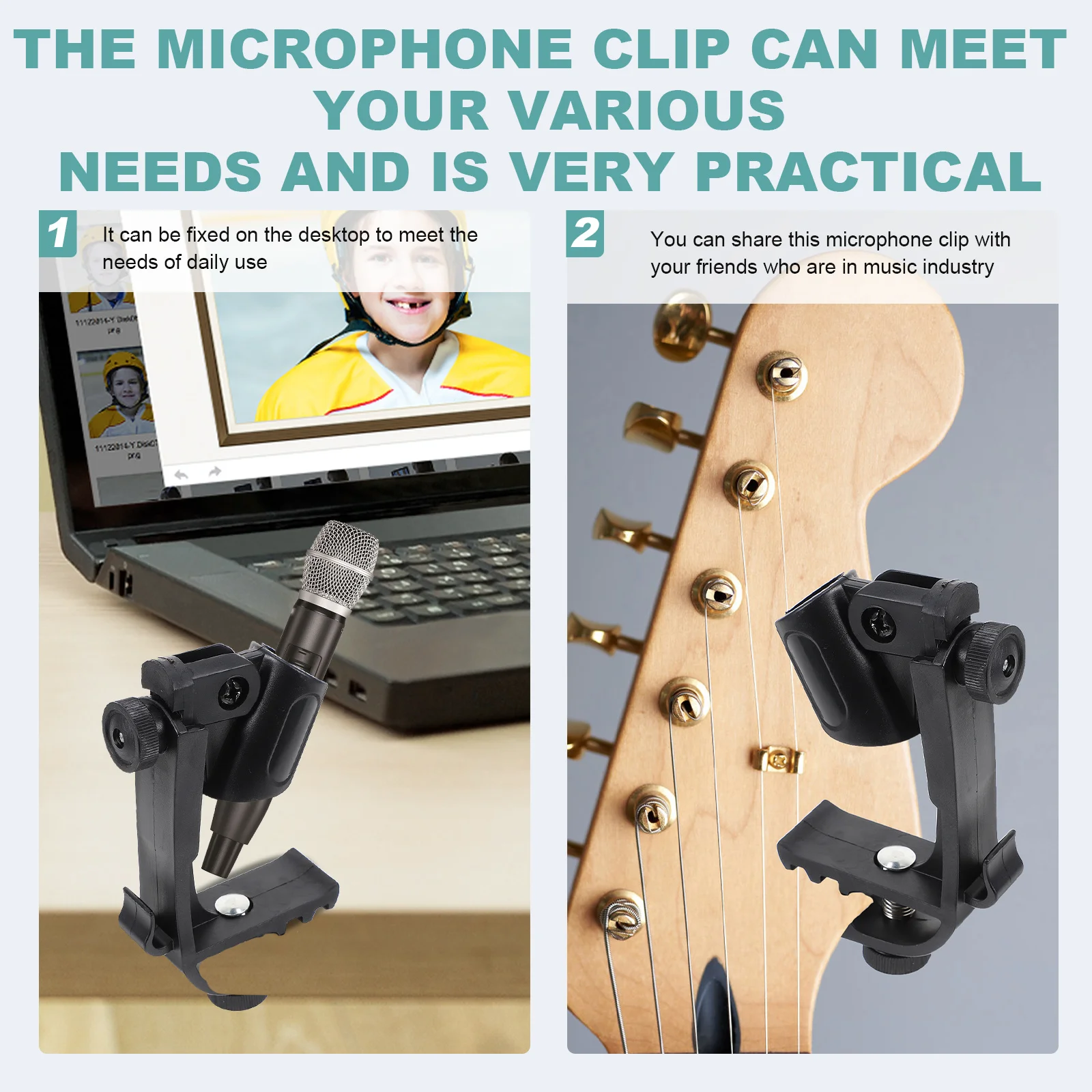 

2Pcs Reliable Microphone Clips Plastic Microphone Holders Convenient Design for Interviews Black Plastic Mic Holder