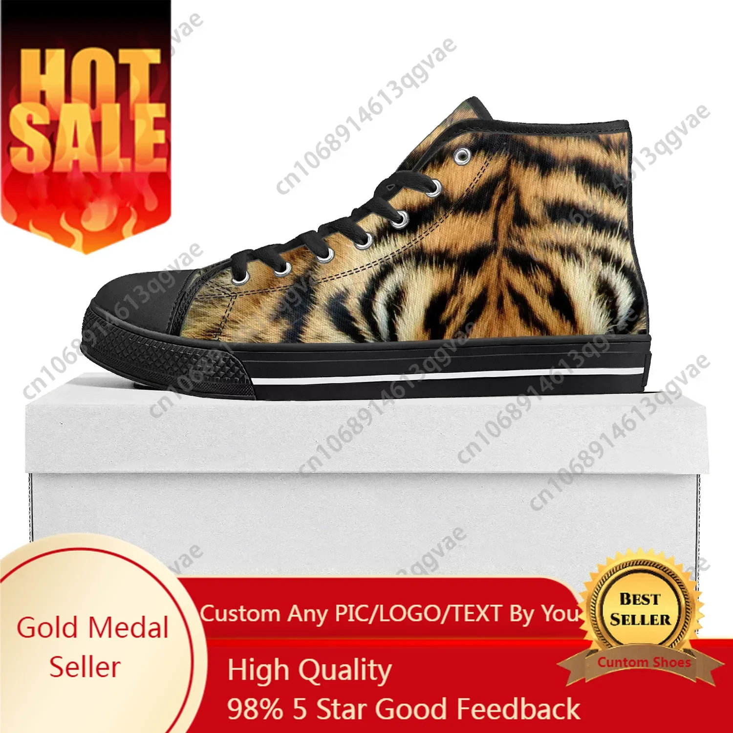 

Tiger Stripe 3D Print High Top High Quality Sneakers Mens Womens Teenager Canvas Sneaker Tide Printed Causal Couple Custom Shoe