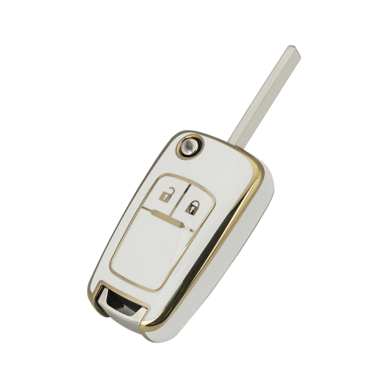 OHMSEN Car Key Case Cover For Chevrolet Cruze Spark Orlando Malibu For Opel Vauxhall Astra J Corsa D E Zafira Mokka White view 3