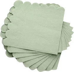 100Pcs 25X25cm Green Paper Napkin Flower Side Soft Handkerchief Square Table Napkins for Romantic Wedding Birthday Christmas