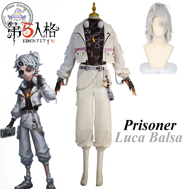 

Yellow Duck Luca Balsa Cosplay Identity Ⅴ Game Costume Men Hooded Uniform Wig Props Set Anime Prisoner Role Play Party Outfit