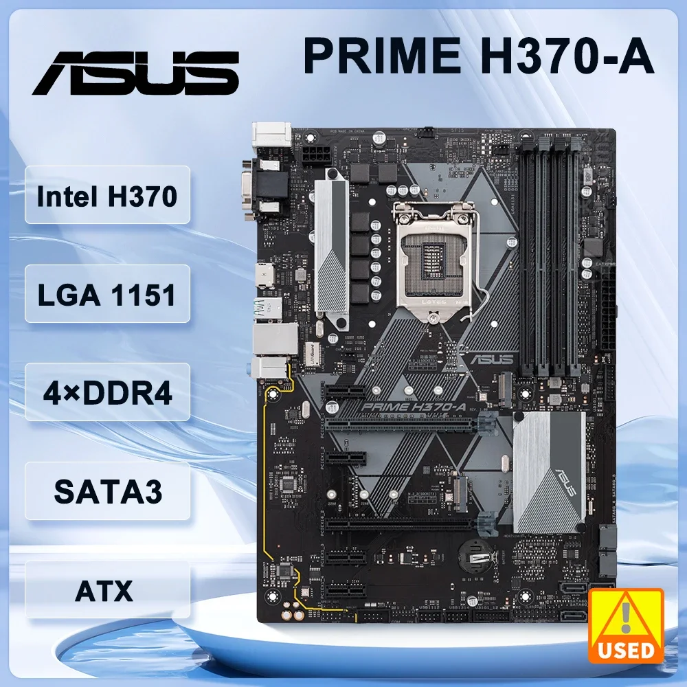 ASUS PRIME H370-A Motherboard Intel H370 LGA 1151 4×DDR4 64GB support i3-9100F  i5-8600  I9-9900 i5-9400F cpu PCI-E 3.0 M.2 ATX