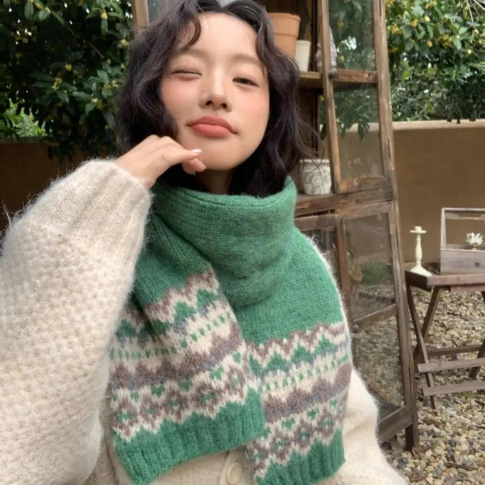 

Элегантный шерстяной жаккардовый вязаный шарф, утепленные зимние кашемировые шарфы, теплая шаль в корейском стиле, стильная шаль для девочек