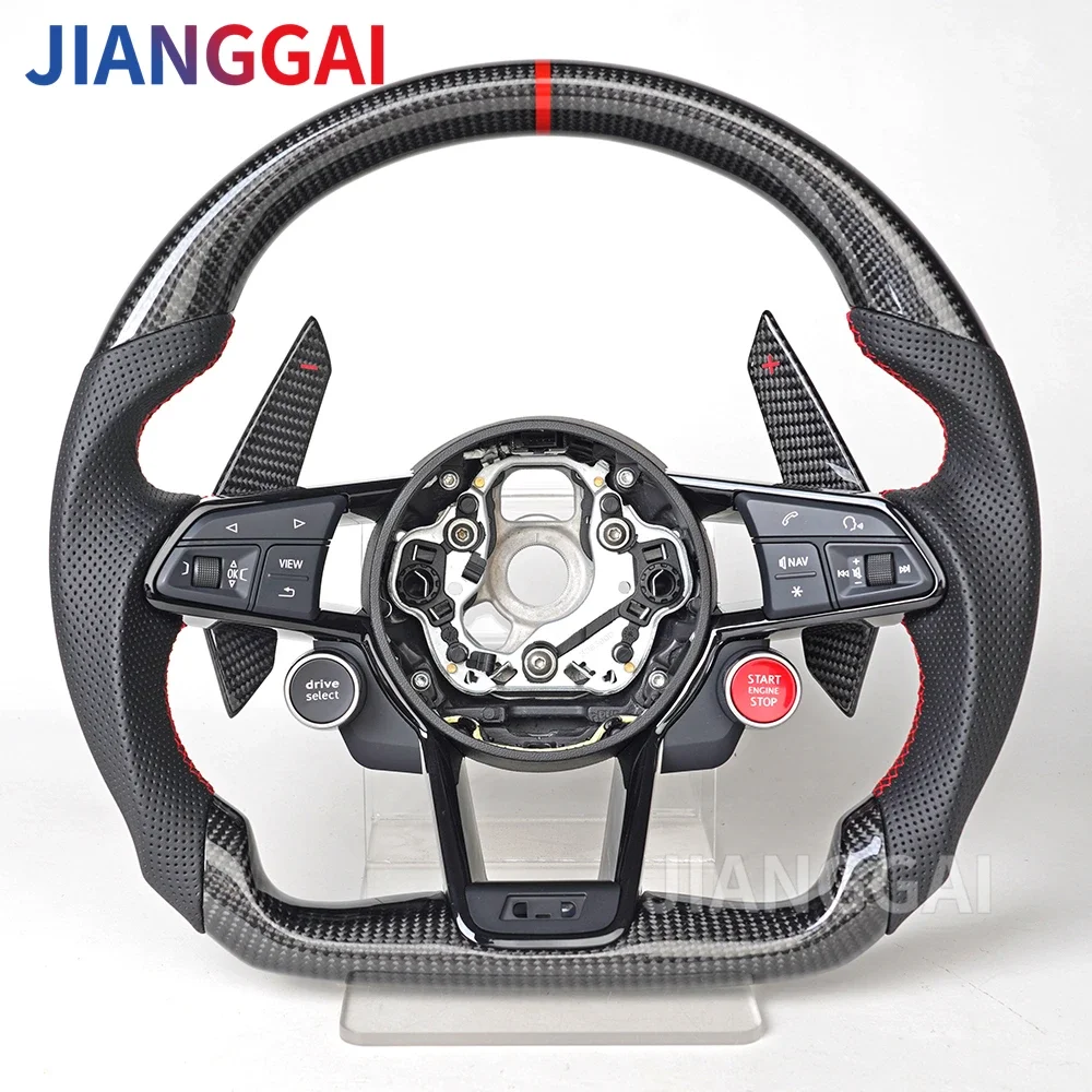 Car Steering Wheel Fit For All Audi R8 TTS TT 2010-2021 A3 A4 A5 A7 RS3 S4 Models Start Buttons Sport Wheel Custom Racing Wheel