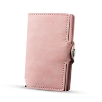 CASEKEY-tarjetero de cuero de primera calidad para hombre, cartera para tarjetas de crédito, bolso pequeño, tarjetero emergente minimalista delgado con monedero