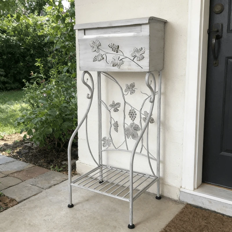 Lockable secure storage metal mailbox, large galvanized steel parcel delivery box, outdoor rainproof mailbox, and flower rack
