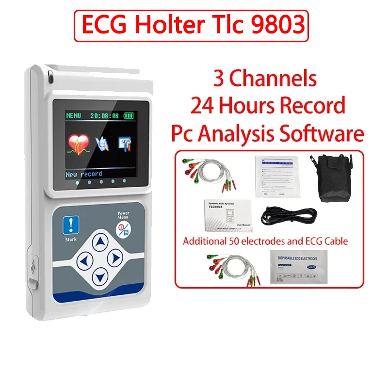 Genuine CONTEC TLC 9803 3 Channels ECG Holter, EKG Holter, Dynamic ECG Monitor System, 24 hours ECG Recorder TLC9803