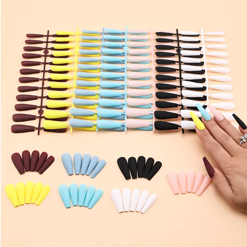 Wearing Long t Matte Solid Color Nail Plate Set With 168 Pieces Of European And American Nail Plates Long Nail Patches Fake Nail