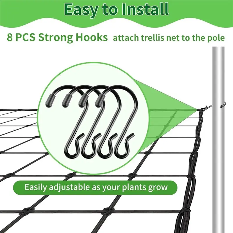 Heavy-Duty For Grow Tents, 2-Pack Trellis Netting, 4X4ft Scrog Nets With Hooks, Plant Support For Horticulture
