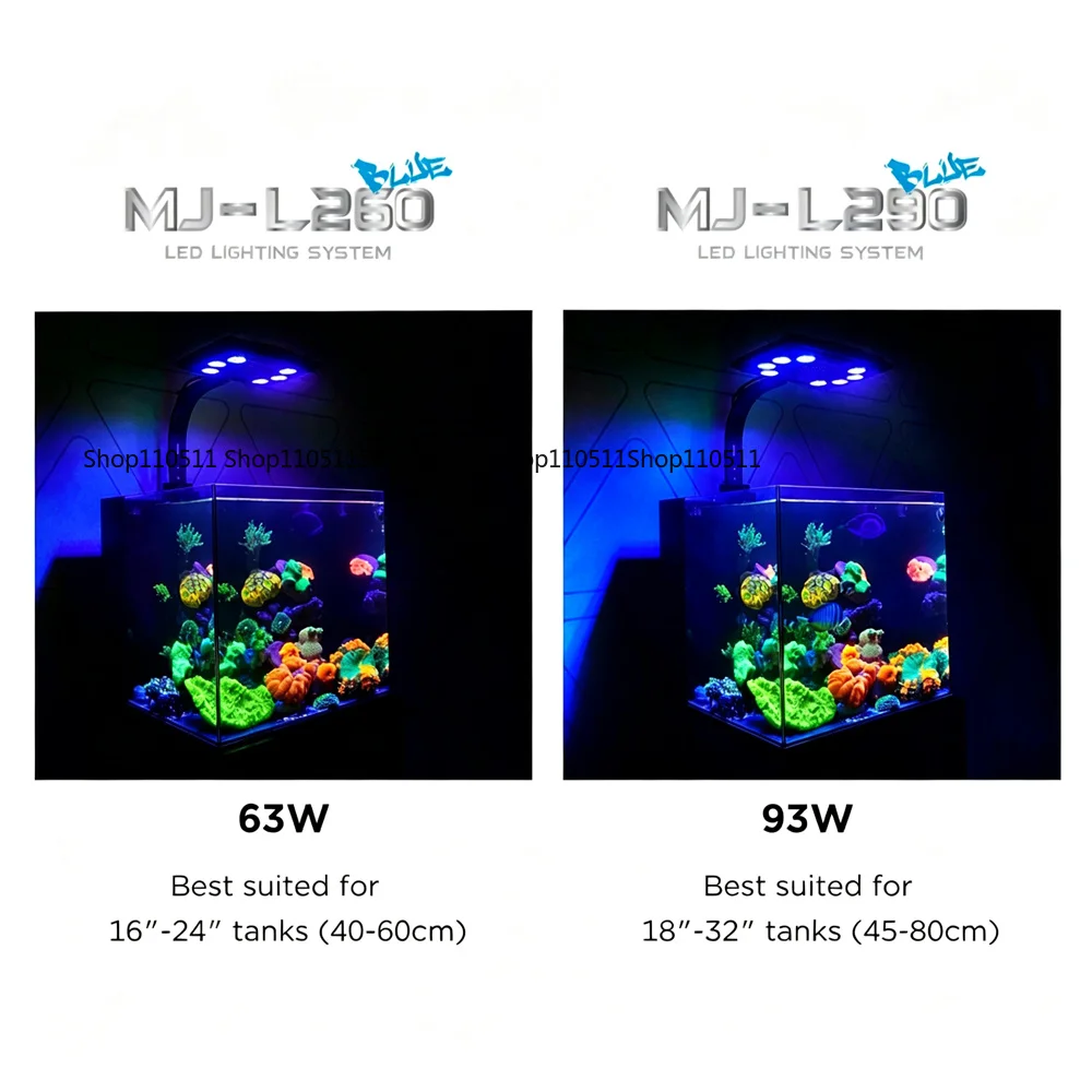 MJ-L260/L290 WiFi application control LED aquarium light for saltwater SPS LPS coral tank