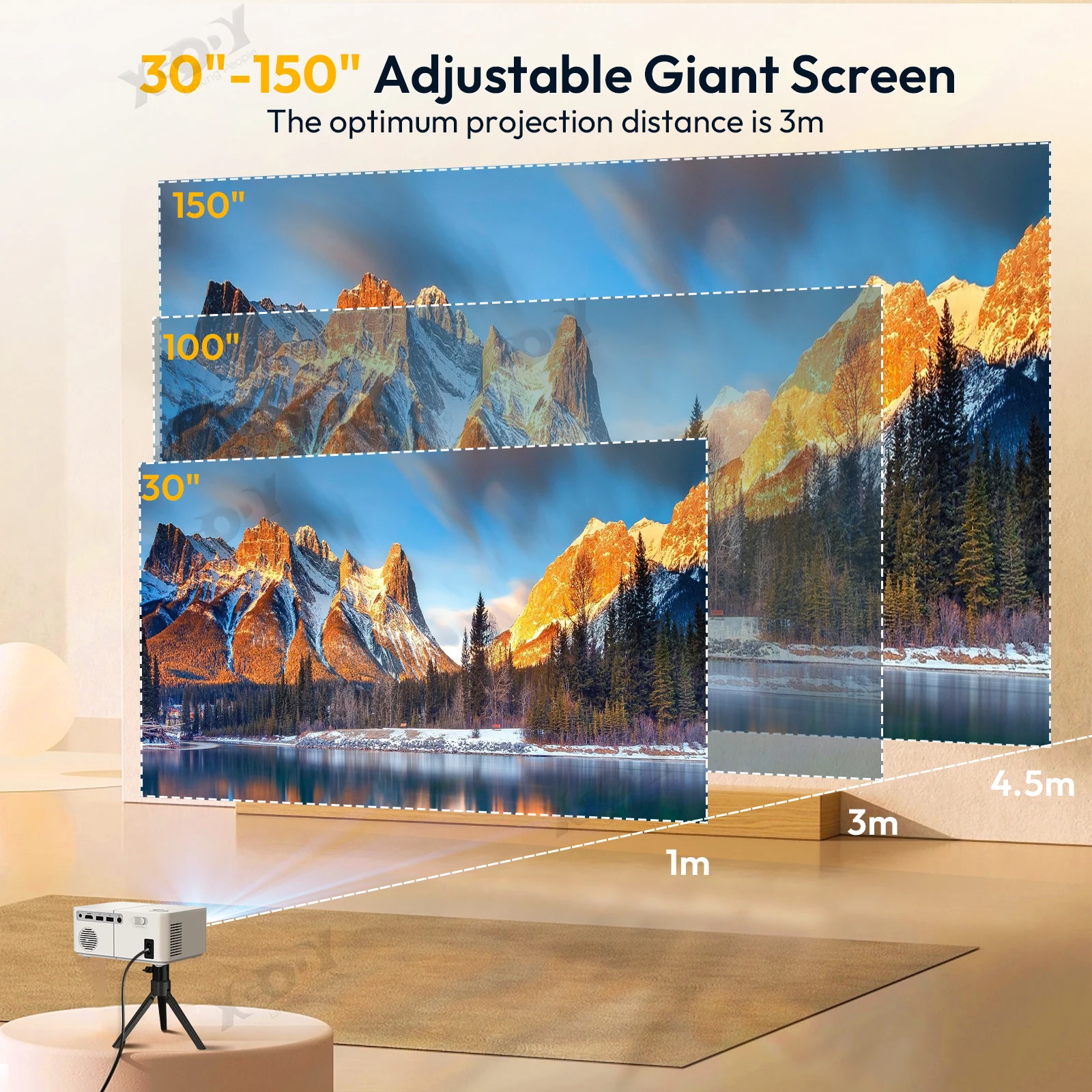 โปรเจคเตอร์4K ความคมชัดระดับ Full HD 2.4G 5G WiFi LCD LED Video Beam Projector แอนดรอยด์โฮมเธียเตอร์โรงภาพยนตร์บีเมอร์พร้อมขาตั้งกล้อง