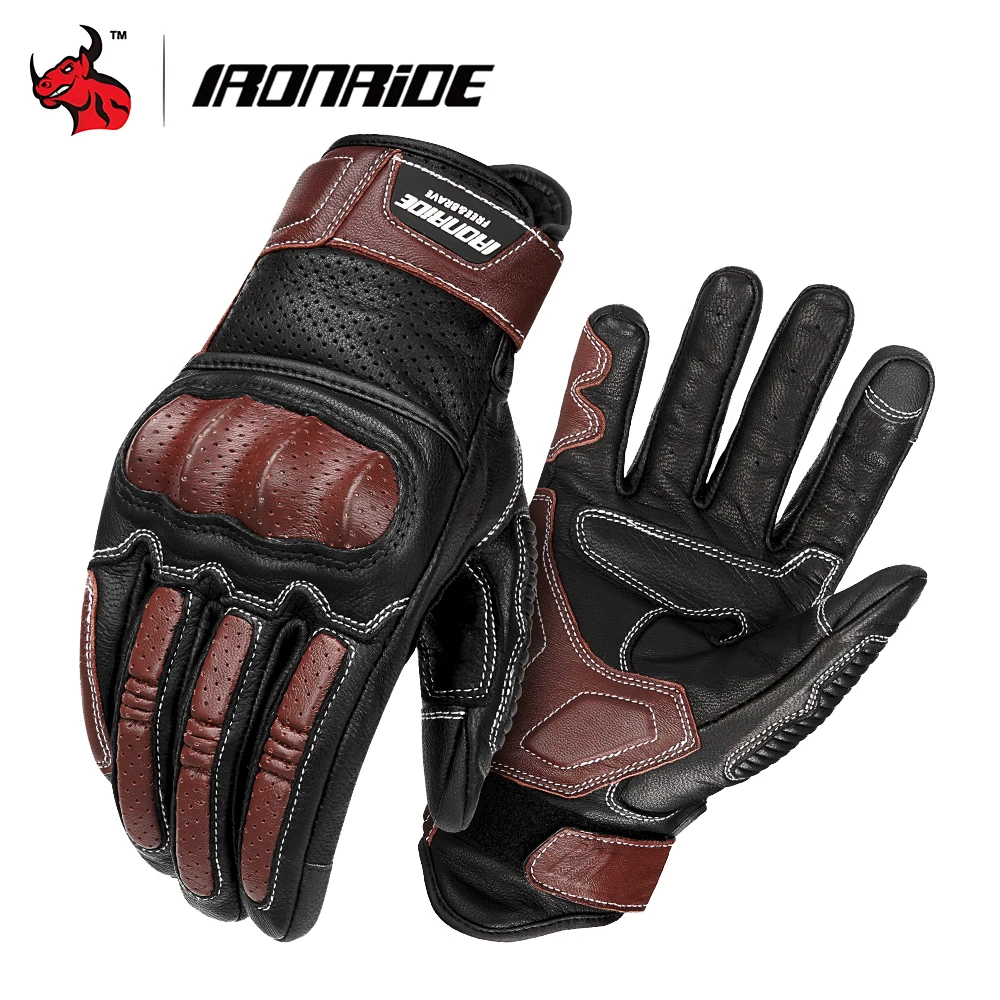 

Motorcycle Gloves Summer Breathable Touch Screen Anti Drop All Finger Leather Gloves Off-road Motorcycle Anti Slip Riding Glove