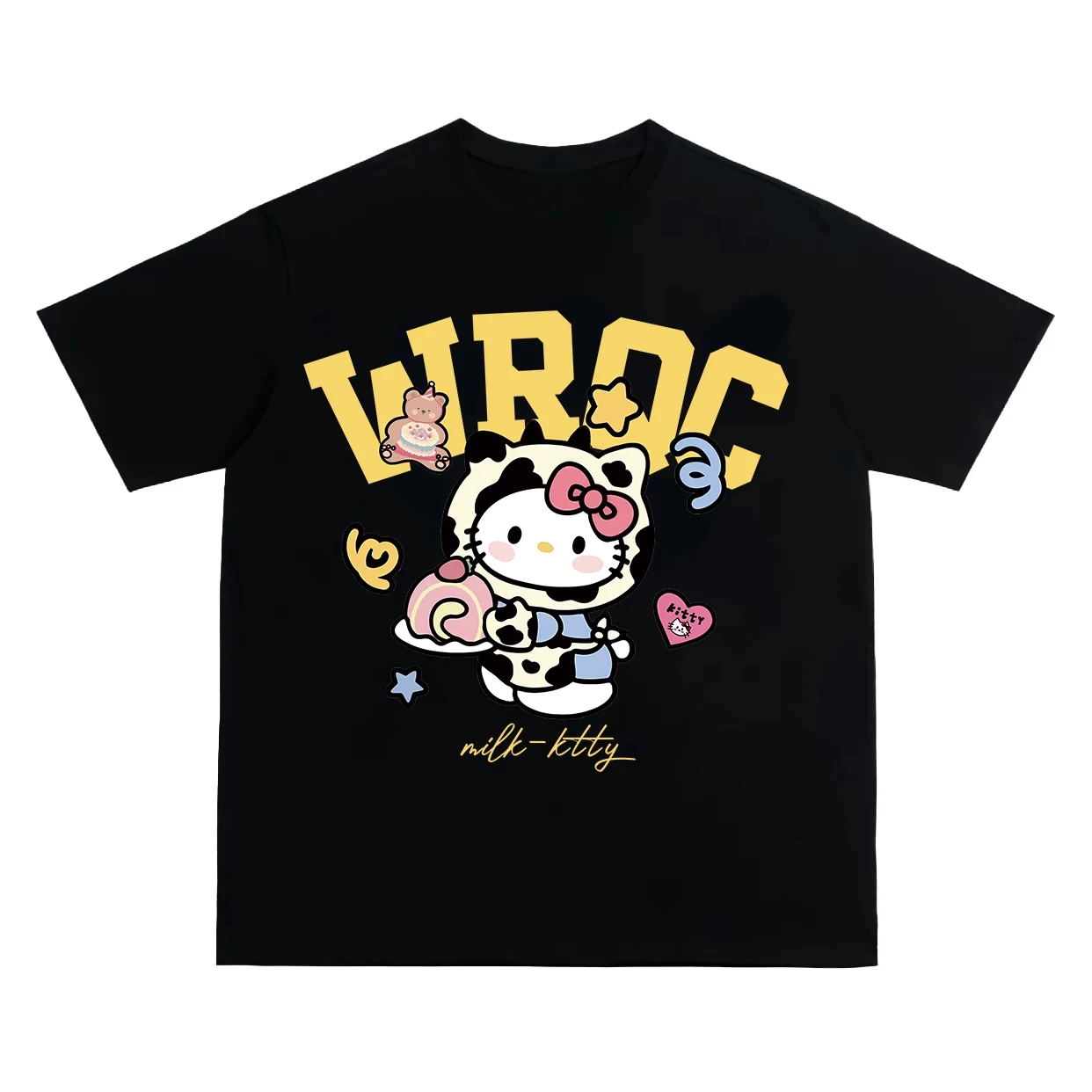 Hello Kitty Cartoon Print Short Sleeve T-Shirt Unisex Couple Half Sleeve Top Kawaii Daily Casual Wear For Fashion Lovers