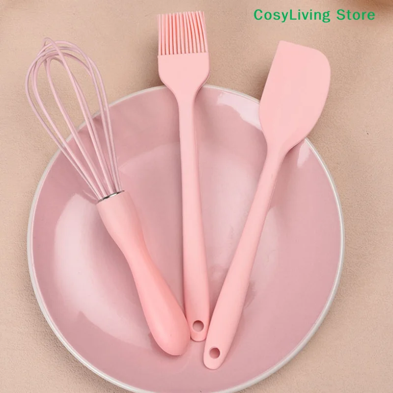 3Pcs Silikon Kuchen Creme Spatel Schaber Backen Set Küche Haushalt Ei Schneebesen Grill Öl Pinsel Gadget Küche Liefert