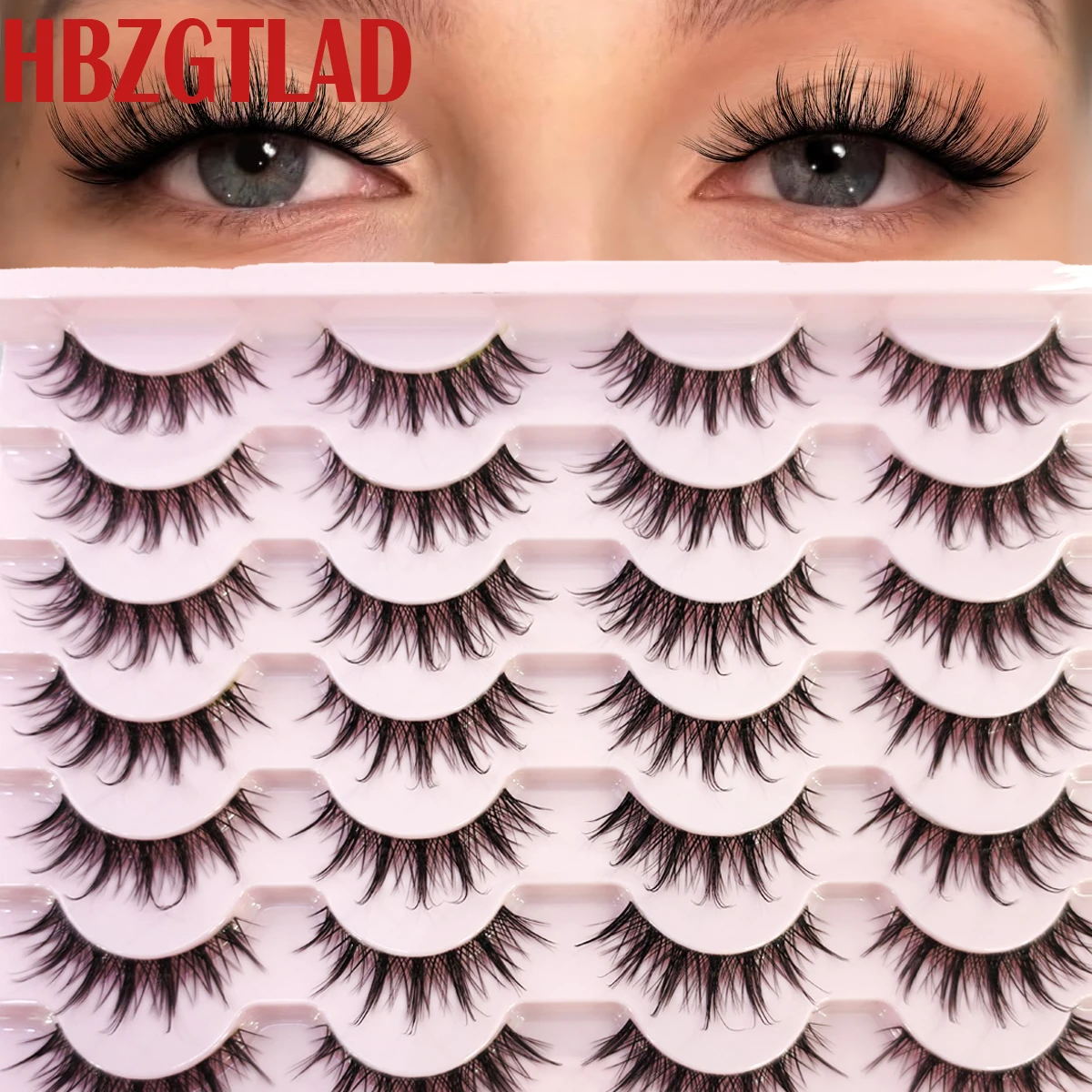 14 Paar künstlicher Nerzfell, natürlich, lang, flauschig und transparent, stielförmig, dunstiges Make-up, schöne kurze falsche Wimpern