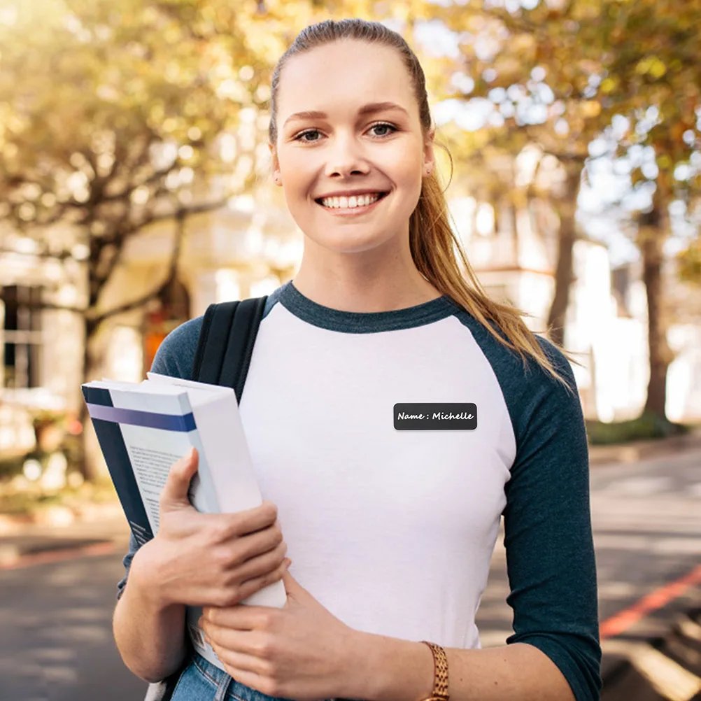 

2Pcs Name Badge PVC Blank DIY Plastic Hard Name Tags Compact Size Pin Back for Office School Student Supplies Office Supply