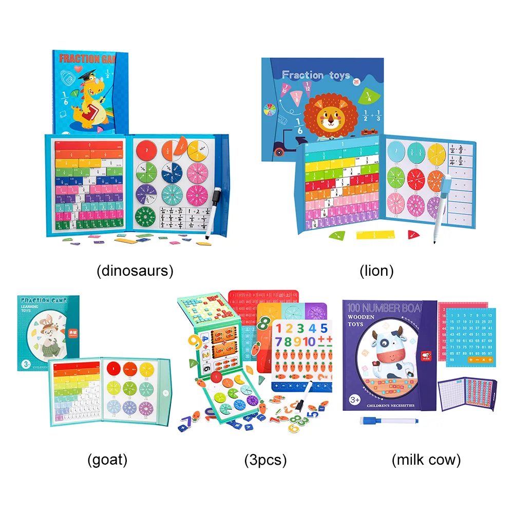 Piastrelle magnetiche con frazioni arcobaleno Cerchi Giocattolo Montessori Manipolatori matematici Giocattoli per l'apprendimento della matematica per la scuola elementare in età prescolare