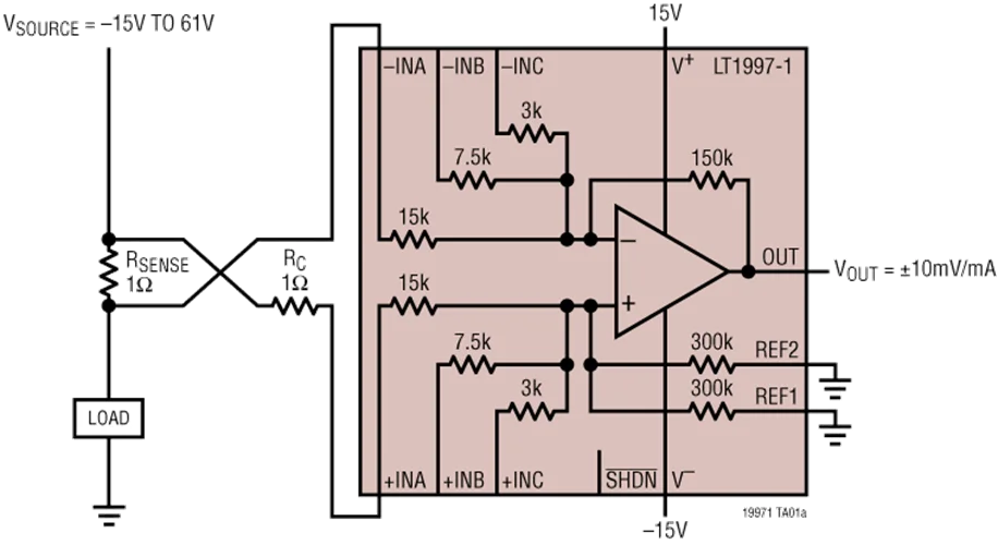 LT1997IMS-1 LT1997HMS-1 LT1997 - Precision, High Voltage, Gain Selectable Difference/Current Sense Amplifier