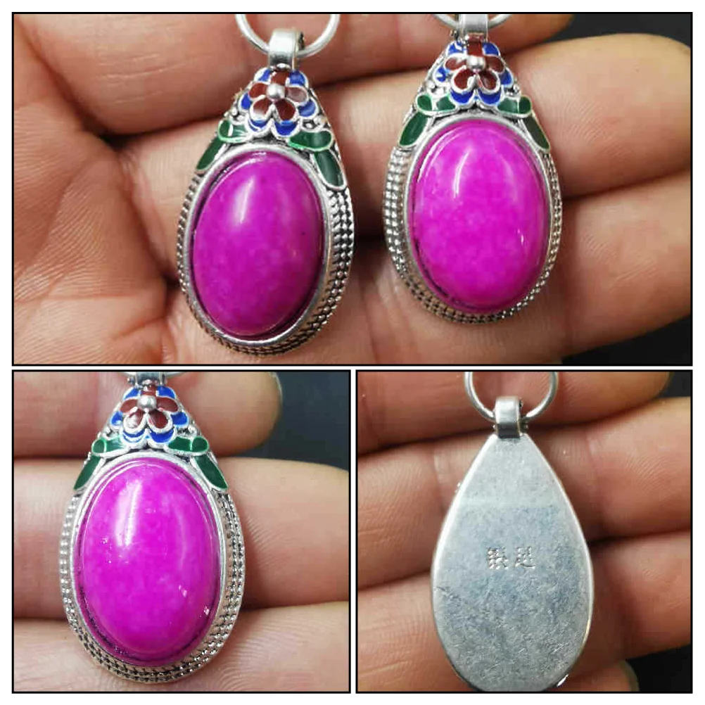 

Silver Plated Copper Jade Pendant Necklace DIY H made Accessory Women Gift Stylish Creative Jewelry Set Elegant Choker